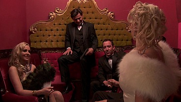 They are at a gangsterific porn orgy where they get it on in lesbian duos, and of course,...