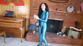 Khrystal and the dice bondage challenge (Blue Amoresy suit edition)
