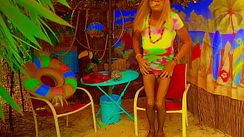 TropicalTamy trans modeling new mini sun dress bikini  big tits bra and fishnet stockings