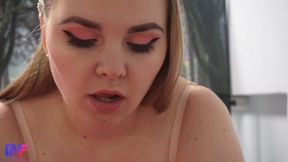 Cute girl with big tits sucks cock