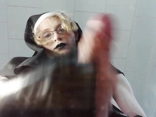 alt nun femboy strokes large dong - cums all over your face