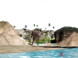 Hawt sex on the beach! Large ebony dude fucks a excited black on the'sland