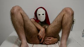 Masked guy uses his prostate massager