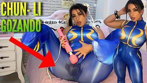 Chun Li Cosplayer Cums Hard with Vibrator and Ahegao Face