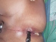 hard fucked asshole make me cum and lube anal beads