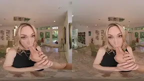 Lily LaBeau deepthroats huge VR cock