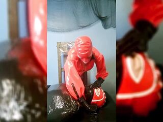 Extraordinary Breathplay on Mummified Thrall in Latex