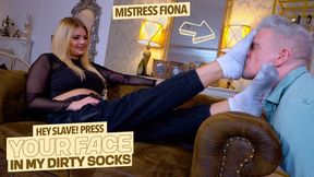 Hey slave, press your face into my dirty socks ( Sock Worship with Mistress Fiona ) - FULL HD MP4