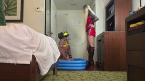 mistress kora bell gets bad pup ash very wet: watersports