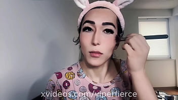 Femboy to sexy sissy transformation with makeup and wig