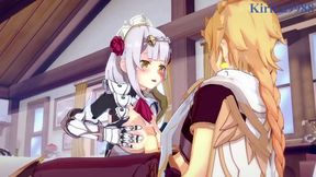 Intense 3D Anime Sex With Big-Busted Noelle, Shenhe & Aether From Genshin Impact