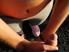 Risky Public Handjob and Nude Blonde Teen