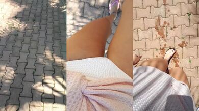 Public park desperation leaks thick bikini mom’s juicy gift