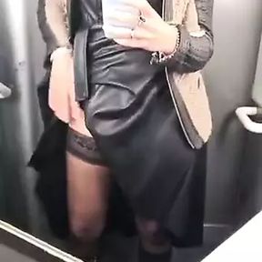 I film myself peeing on the train in very sexy lingerie stockings