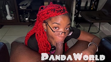Young Lightskin Ebony Masked Gamer Chair Anal