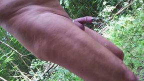 Pissing while walking in the forest