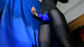 Throbbing dick busts big load after workout edging freeballing in lycra thong
