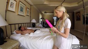 Step daughter fuck and creampie for stealing moms dildo