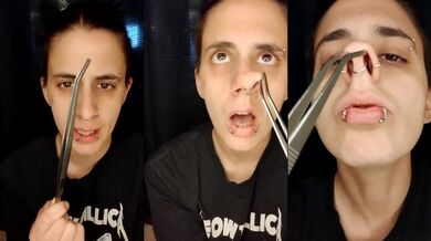Tweezers Stretched Nostrils Pignose Face Fetish