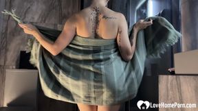 My Busty Blonde GF with Amazing Tits Masturbates in Shower While I Record Her