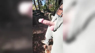 Twink Strokes Big Mushroom Head Cock Outdoors