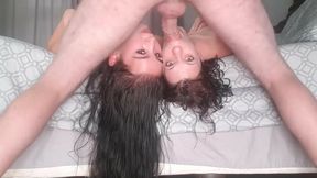 Two sluts getting upside down face fuck with two camera angles.