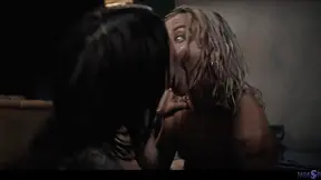 Petite Emma and Megan engage in steamy parasitic lesbian orgy