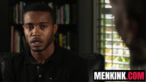 ”Max Konnor whips out heavy prick inside his black cock toy Jake Waters”