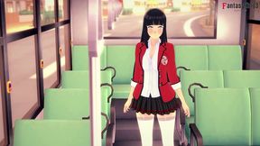 hinata on the bus with uniform - naruto - premium video