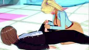 Hentai girl making handjob in the swimming pool