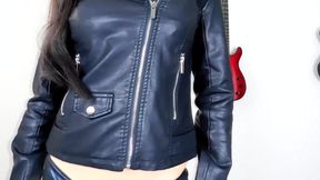 Leather Jacket JOI in Satin Bra