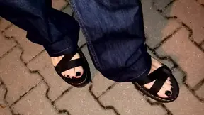 my platform sandals - night walk with black painted toes