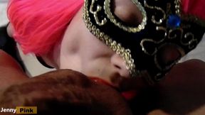 Jenny Pink's Italian amateur POV blowjob with big cum-covered boobs