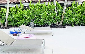 Macspov-blake blossom comes over for a dip in the pool