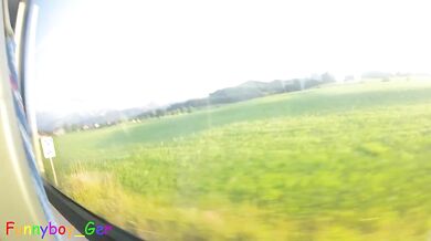 Thick uncut cock jerks on a bumpy German train ride