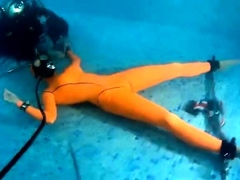 Kinky amateur lovers having some wild bondage fun underwater