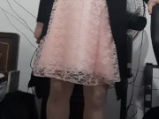 Crossdresser wearing prom dress