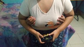 Stepsis and stepbro play hot sex game when parents are out