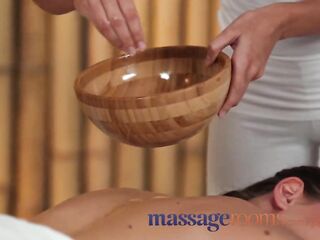 Massage Rooms Breasty amateur gets her snatch stretched in lesbo rencounter