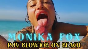 Naughty Monika Fox Pov Blowjob With Cum On The Beach