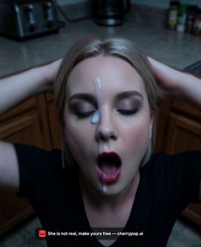 Slim blonde pro poses for AI-generated Rule 34 animation in a mixed