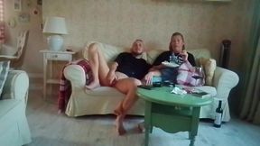 An ordinary evening with my stepmother, she watches TV, and I jerk off to her.