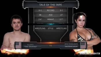 Miss Demeanor's Rough Strapon on Fluffy in Mixed Wrestling