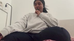 Ebony Creamy Cum and Self Degradation During Masturbation