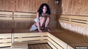 Dominican Girl Taken Hard in Sauna While Brother Busy Fucked Rough Anal