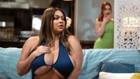 Huge tits Ebony perved by MILF neighbor