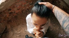 [POV] Long haired teen facefucked in abandoned building