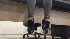 SOCKED FEET TEASE HANGING FROM THE DESK - MP4 HD