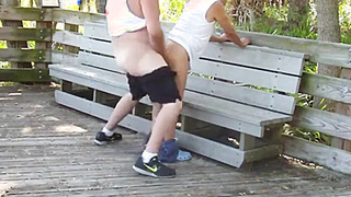 Daddies Have Outdoor Fun in Public Park