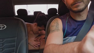 Ride-hailing driver picks up lesbian couple at party.